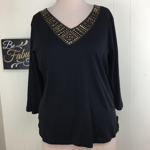 Karen Scott Tops - NWT Karen Scott Black 2X 100% Cotton Shirt $40
